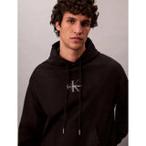 Calvin Klein Mens Premium Terry Monologo Hoodie In Black