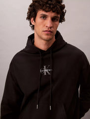 Calvin Klein Mens Premium Terry Monologo Hoodie In Black