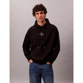 Calvin Klein Mens Premium Terry Monologo Hoodie In Black