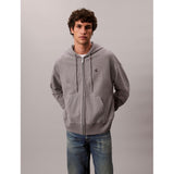 Calvin Klein Mens Premium Terry Monogram Hoodie In Grey