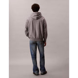 Calvin Klein Mens Premium Terry Monogram Hoodie In Grey