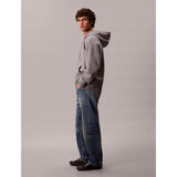 Calvin Klein Mens Premium Terry Monogram Hoodie In Grey
