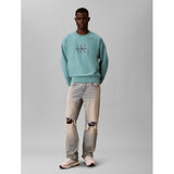 Calvin Klein Mens Premium Terry Monologo Sweatshirt In Teal