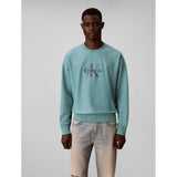 Calvin Klein Mens Premium Terry Monologo Sweatshirt In Teal