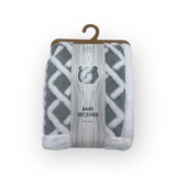 Mother's Choice Sherpa Fleece Blanket Net Design In Grey/White