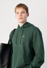 Calvin Klein Mens Terry Monogram Hoodie In Dark Green