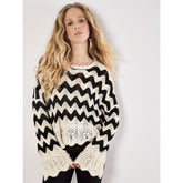 Mandi Pointelle Knit Chevron Jumper In Cream