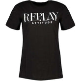 Replay Womens Short Sleeves T-Shirt In White/Black