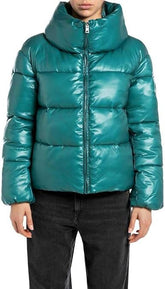Replay Womens Puffer Jacket In Teal