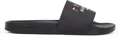 Tommy Hilfiger Mens Flags Pool Slides Black