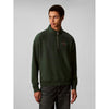 Calvin Klein Terry Micro Monologo Quarter Zip In Dark Green