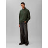 Calvin Klein Terry Micro Monologo Quarter Zip In Dark Green
