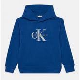 Calvin Klein Boys Light Monologo Hoodie In Blue