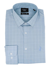 Polo Mens Windowpane Check Shirt In Light Blue