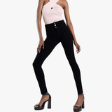 Sissy boy Womens High Rise Exposed Buttons Jeans In Black