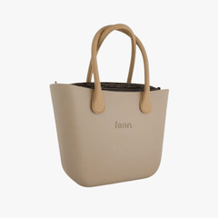 Fenn Black Print Gold Zip Handbag In Stone