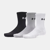 Under Armour Unisex Perfomance 3 Pack Cotton Crew Socks In Black & White