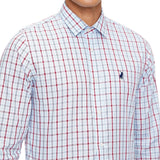 Polo Mens Long Sleeve Small Check Shirt In Light Blue