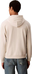Calvin Klein Long Sleeve Terry Monogram Hoodie In Chalk