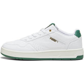 Puma Mens Court Classic Sneakers In White/Green/Gold
