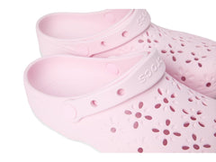 Crocs Womens Classic Floral Cutout Shoes In Pink