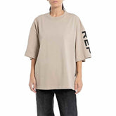 Replay Unisex Heavy Cotton Jersey T-Shirt In Light Taupe