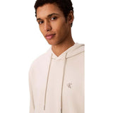 Calvin Klein Long Sleeve Terry Monogram Hoodie In Chalk