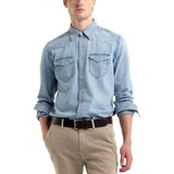 Replay Mens Long Sleeves Shirt In Light Blue