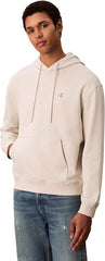 Calvin Klein Long Sleeve Terry Monogram Hoodie In Chalk