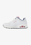 Skechers Womens Uno Stand On Air Shoes In White & Navy