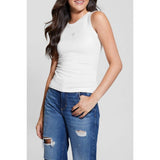 Guess Womens Sl Michela Embell Tank Top In Cream