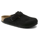 Birkenstock Unisex Boston Suede Leather Sandals In Black