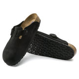Birkenstock Unisex Boston Suede Leather Sandals In Black