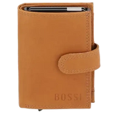 Bossi Mech Buff Leather Card Wallet In Cognac