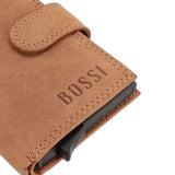 Bossi Mens Mech Card Holder Goat Oil Leather Wallet In Sand