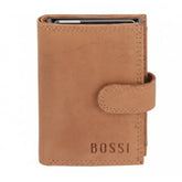 Bossi Mens Mech Card Holder Goat Oil Leather Wallet In Sand