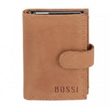 Bossi Mens Mech Card Holder Goat Oil Leather Wallet In Sand