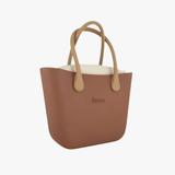 Fenn Beige Print Handbag In Tan