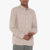 Jeep Mens Long Sleeved Yarn Dyed Check Shirt In Camel
