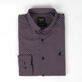 Polo Mens Micro Geo Print Long Sleeve Shirt In Burgandy