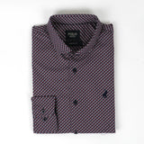 Polo Mens Micro Geo Print Long Sleeve Shirt In Burgandy