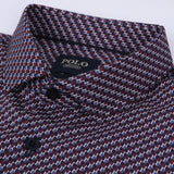Polo Mens Micro Geo Print Long Sleeve Shirt In Burgandy