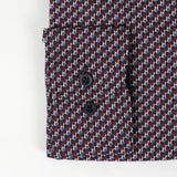 Polo Mens Micro Geo Print Long Sleeve Shirt In Burgandy