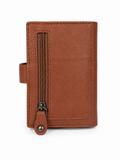 Bossi Mens Mechanism Card Holder With Coin Flap Pouch In Brown