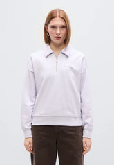 Calvin Klein Womens French Terry Graphic Qauter Zip Sweatshirt In Frosty Lilac