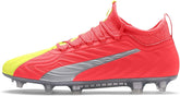 Puma Mens One 20.3 Osg Fg Ag Soccer Shoes In Peach/Fizzy Yellow,Silver