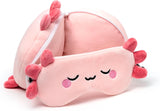 Relaxeazzz Maddie The Axolotl Adoramals Eye Mask & Travel Pillow In Pink