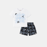 Jordan Boys Aop Movement Lines Short 2 Piece Set In Black And White