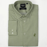 Polo Mens Check Long Sleeves Gingham Shirt In Sage/White
