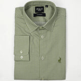 Polo Mens Check Long Sleeves Gingham Shirt In Sage/White